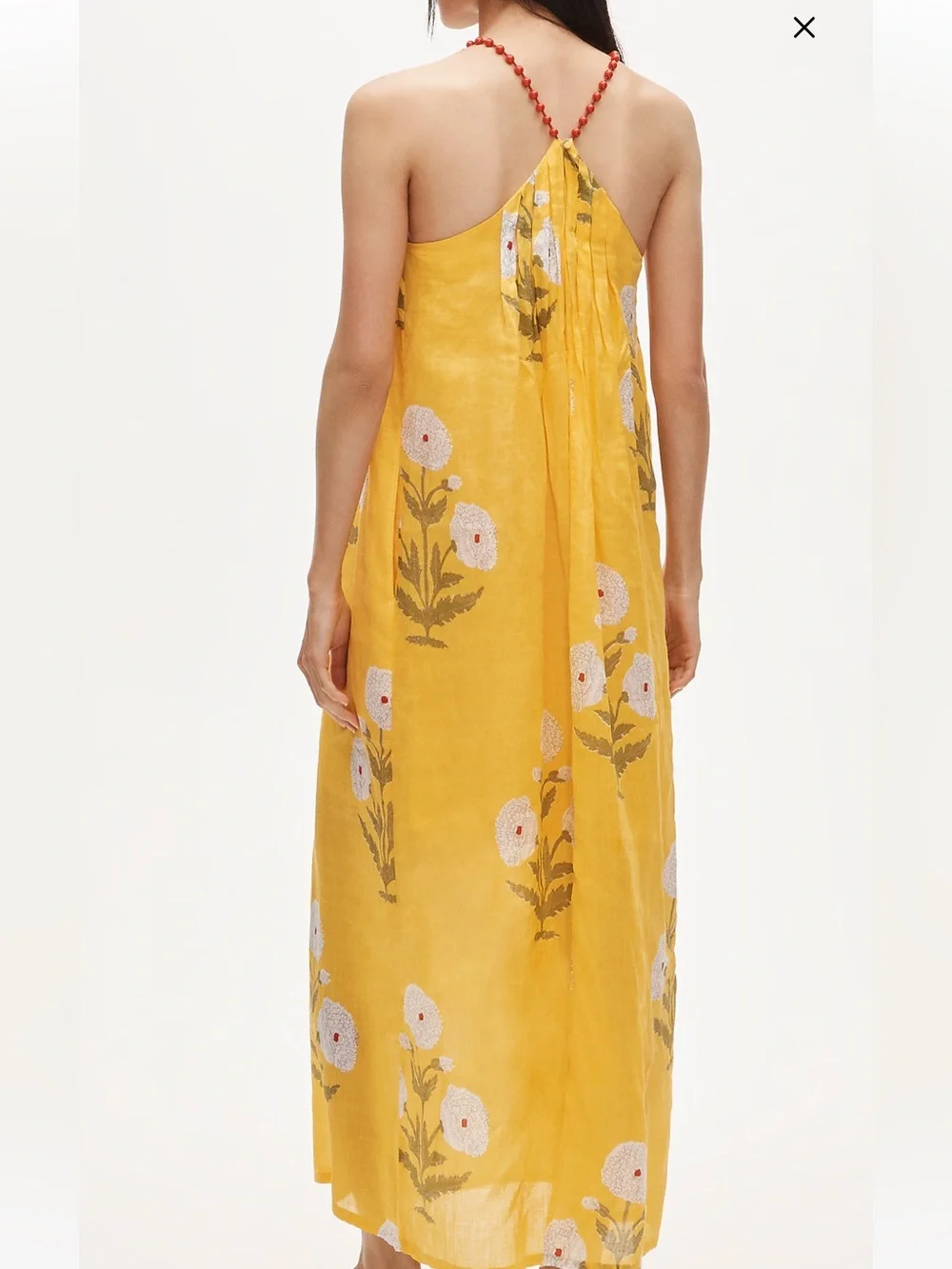 NWT J. Crew Beaded-strap dress in marigold block-print ramie Size Small